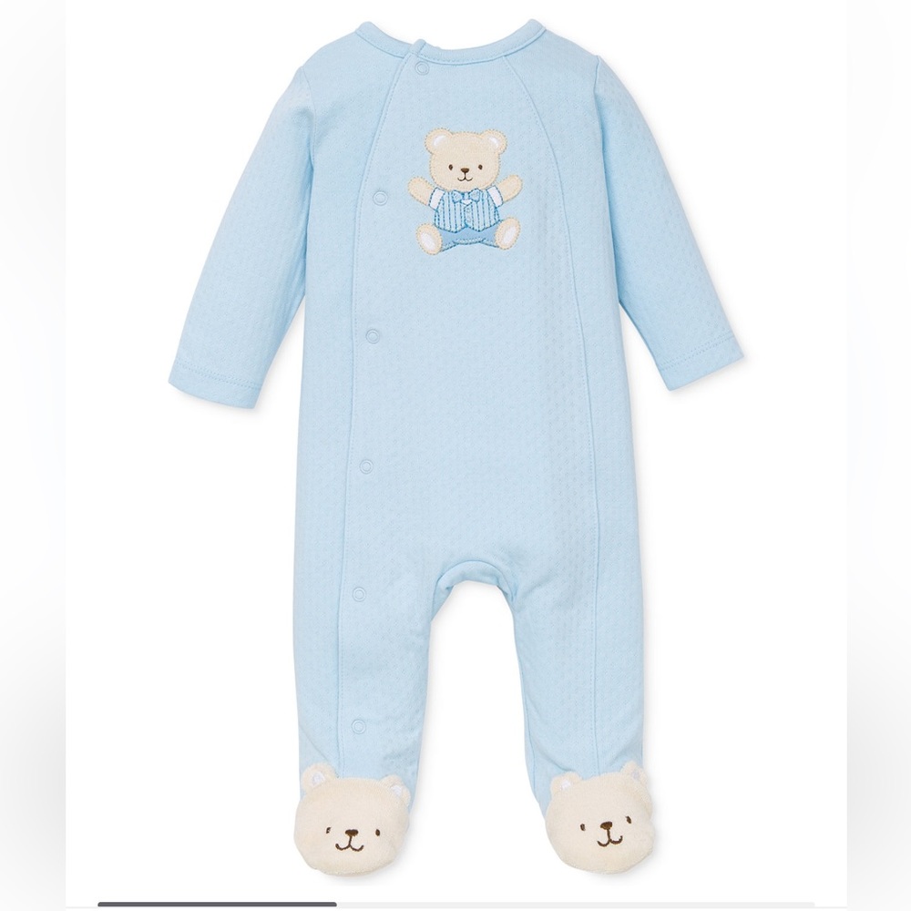 Little Me Baby Boys Cute Bear Snap Close Footed Overall